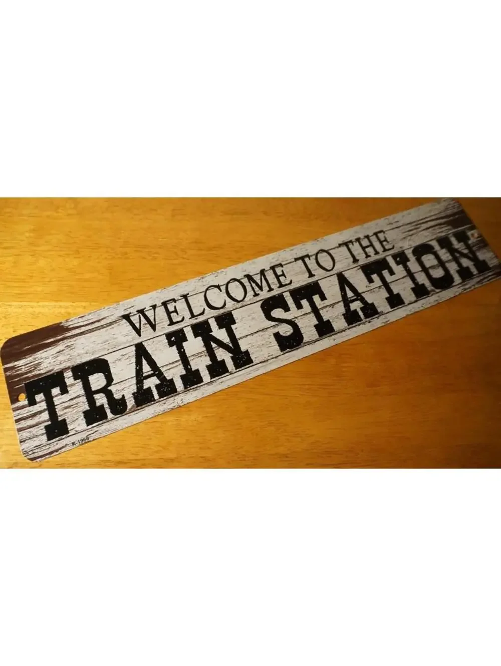 WELCOME TO THE TRAIN STATION Metal Sign Vintage Style Wood Grain Old West Decor